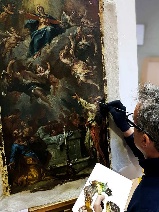 Saviano paints on canvas